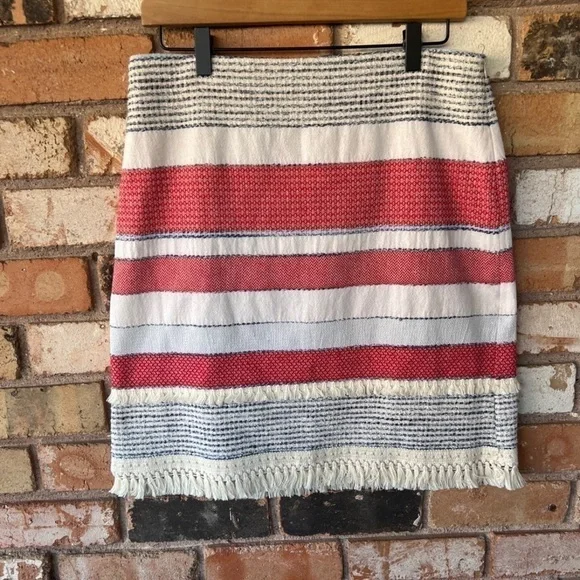 J. McLaughlin Tweed Fringe Pencil Skirt